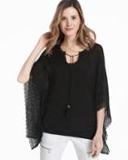 White House Black Market Women's Butterfly Lace Trim Pullover Sweater