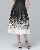 White House Black Market Women's Floral-print Satin Midi Skirt