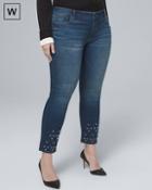 White House Black Market Plus Classic-rise Faux Pearl-detail Slim Ankle Jeans