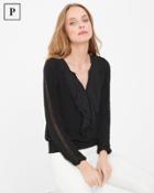 White House Black Market Women's Petite Ruffled Smocked Blouse