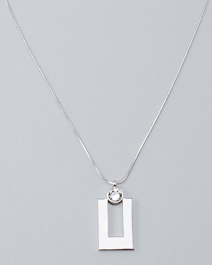 White House Black Market Women's Swarovski Crystal Geo Pendant Necklace