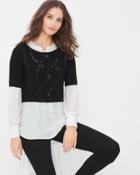 White House Black Market Women's Cable-sequin Sweater Twofer