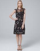 White House Black Market Women's Ml Monique Lhuillier Sleeveless Floral-embroidered Soft Fit-and-flare Dress