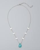 White House Black Market Jade Teardrop Pendant Necklace