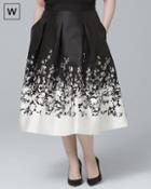 White House Black Market Women's Plus Floral-print Satin Midi Skirt