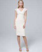 White House Black Market Women's Instantly Slimming Flutter-sleeve White Sheath Dress