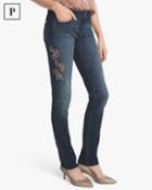 White House Black Market Women's Petite Sequin Lace Slim Jeans
