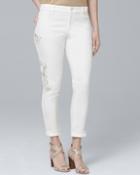 White House Black Market Women's Curvy Embroidered Crop Skinny Jeans
