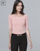White House Black Market Women's Petite Fitted Boatneck Sweater