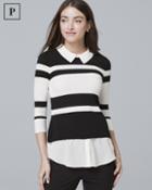 White House Black Market Women's Petite Stripe Twofer Sweater