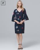 White House Black Market Women's Petite Bell-sleeve Soft Floral-print Shift Dress
