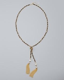 White House Black Market Ribbon-link Chain-tassel Long Pendant Necklace