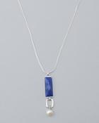 White House Black Market Sodalite & Mother-of-pearl Long Pendant Necklace