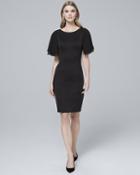 White House Black Market Flutter-sleeve Black Satin Sheath Dress