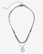 White House Black Market Women's Silvertone Leather Star Cutout Pendant Necklace