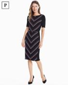 White House Black Market Women's Petite Elbow Sleeve Striped Knit Sheath Dress