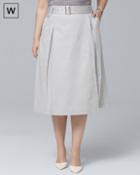 White House Black Market Women's Plus Pleated Faux-wrap Midi Skirt