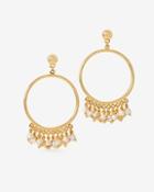 White House Black Market Dangle Hoop Earrings With Mother-of-pearl