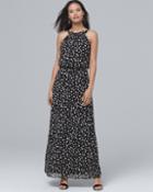White House Black Market Women's Halter Soft Dot Maxi Dress