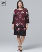 White House Black Market Plus Ultimate Reversible Floral/solid V-neck Shift Dress