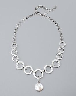 White House Black Market Freshwater Pearl Coin Drop Necklace