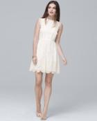 White House Black Market Aidan Mattox White Sleeveless Lace Fit-and-flare Cocktail Dress