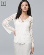 White House Black Market Petite Long-sleeve Allover Lace Top