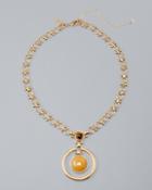 White House Black Market Women's Jade Circle Pendant Necklace