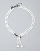 White House Black Market Women's Glass Pearl Lariat Necklace