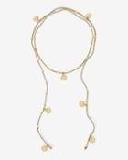 White House Black Market Light Brown Leather Lariat Necklace