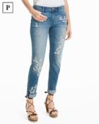 White House Black Market Women's Petite Embroidered Girlfriend Jeans