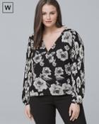 White House Black Market Plus Printed Pleat-sleeve Blouse