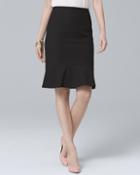 White House Black Market Women's Flounce-hem Black Pencil Skirt