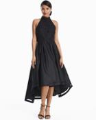 White House Black Market Nicole Miller New York High-low Black Lace And Satin Dress