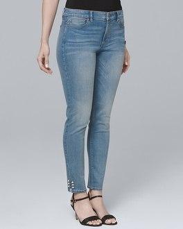 White House Black Market Curvy Mid-rise Faux Pearl-trim Skinny Crop Jeans
