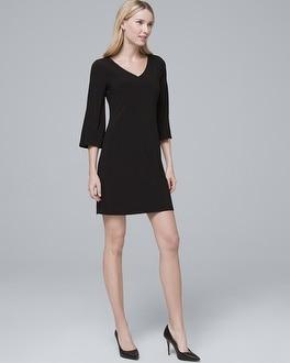 White House Black Market Vented-sleeve Black Shift Dress