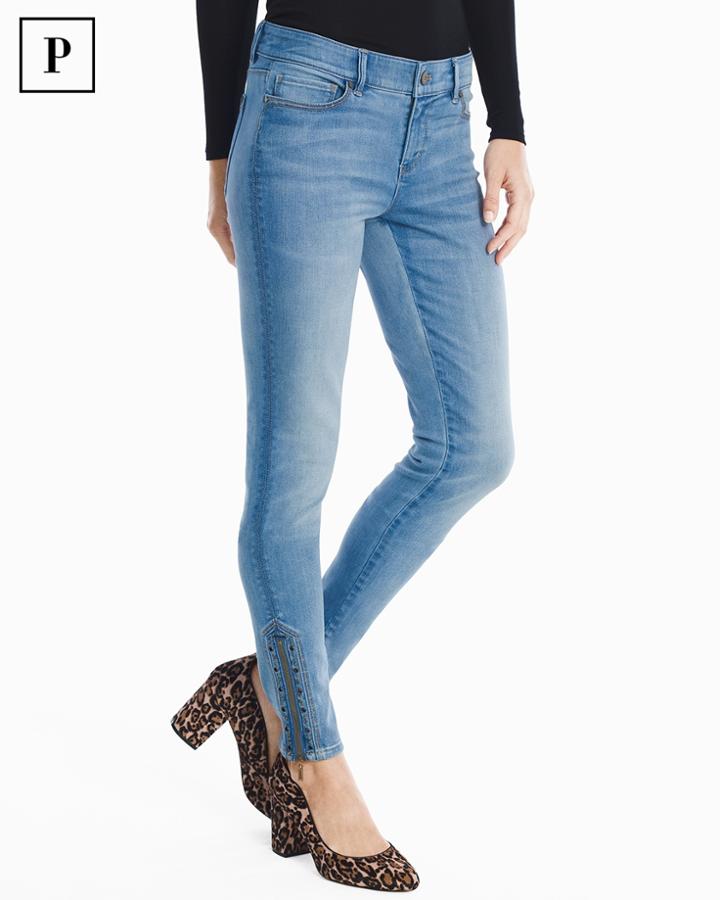 White House Black Market Women's Petite Embellished Zipper Hem Skinny Jeans