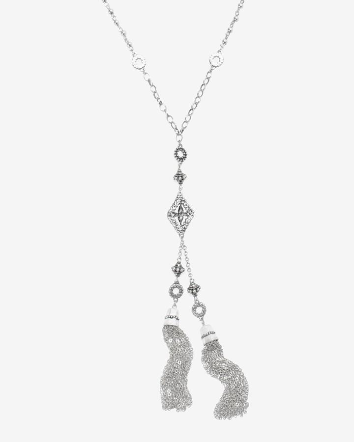 White House Black Market Women's Double Tassel Metal Pendant Necklace