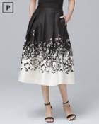 White House Black Market Petite Floral-print Satin Midi Skirt