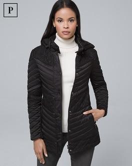 White House Black Market Petite Removable Hood Lace-trim Puffer Coat