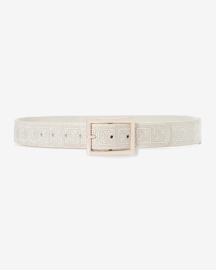 White House Black Market Women's Leather Embroidered Belt