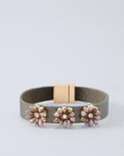 White House Black Market Women's Flower-charm Leather Bracelet