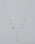 White House Black Market Women's Sterling Silver Dangle Station Necklace With Zirconia From Swarovski
