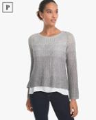 White House Black Market Women's Petite Sequin Ombre Twofer Sweater