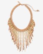 White House Black Market Women's Rose Gold Beaded Choker Necklace