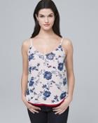 White House Black Market Reversible Floral Print/solid Woven Cami