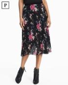 White House Black Market Petite Floral Pleated Midi Skirt