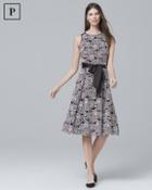 White House Black Market Petite Sleeveless Floral-lace Midi Fit-and-flare Dress