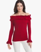 White House Black Market Women's Off-the-shoulder Ruffle Sweater