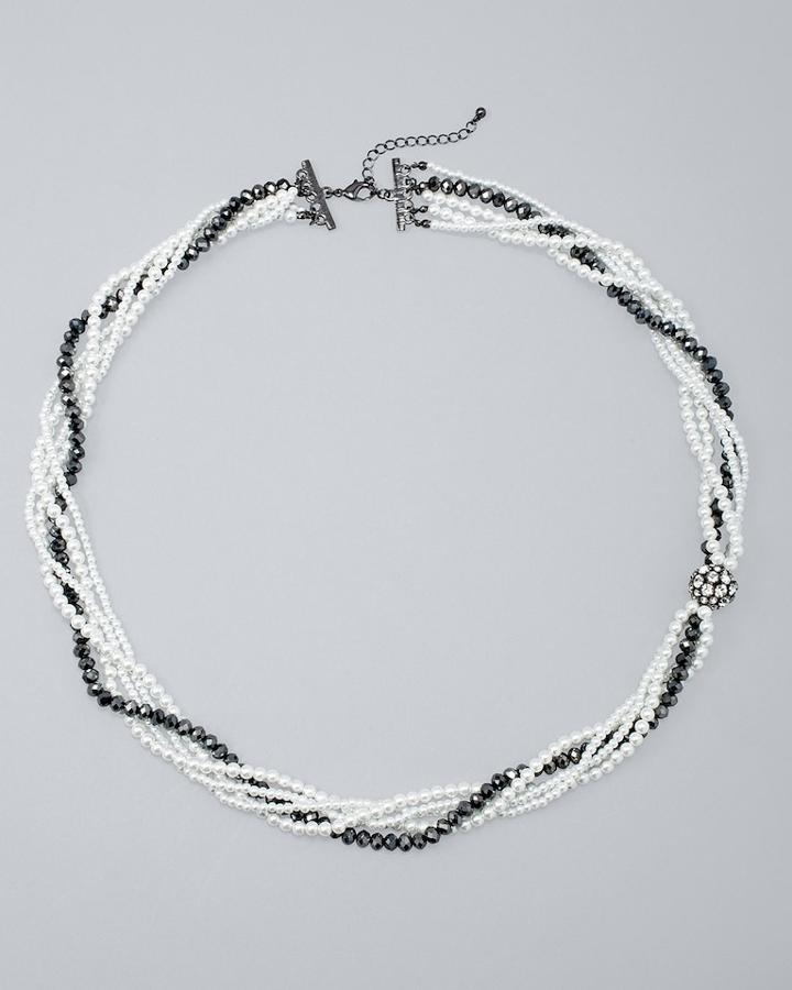 White House Black Market Women's Glass Pearl Multi-row Necklace